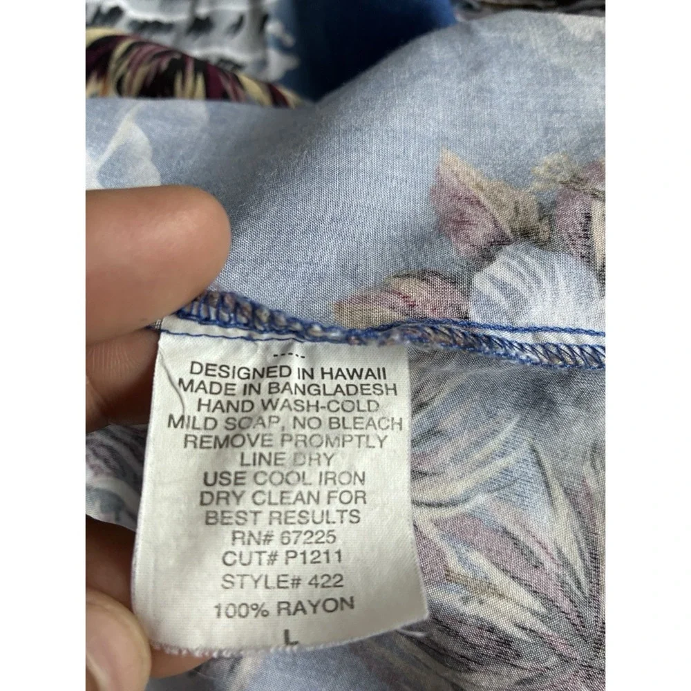 Women's Hilo Hattie Blue Tropical Rayon Sarong Wrap Dress Floral Hawaiian Size L - Picture 12 of 14